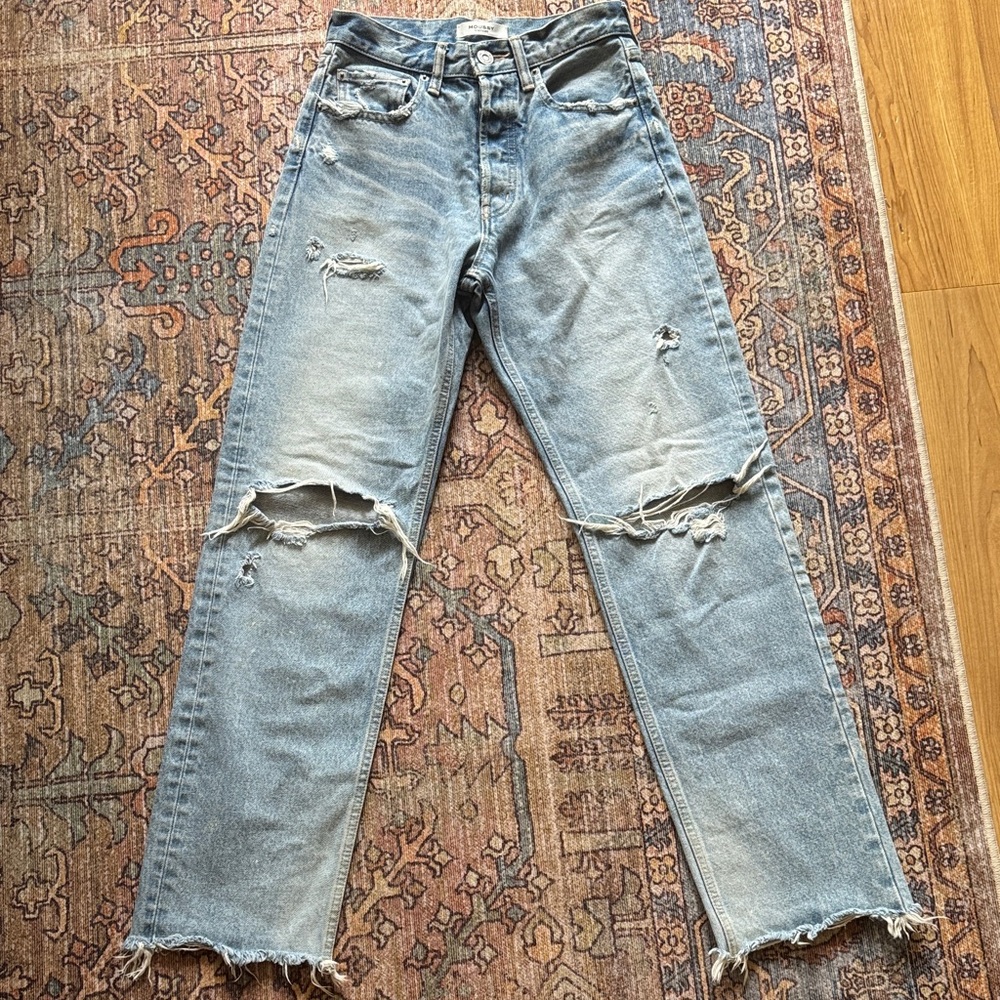 MOUSSY Vintage Odessa Distressed Wide-Straight Leg Jeans
